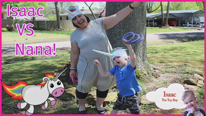 Unicorn Magic Ring Toss game! Isaac vs Nana! || Toy Reviews ||