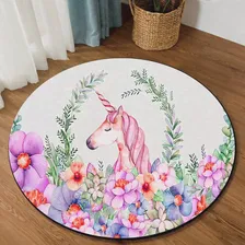 Мультяшные коврики для детской комнаты серии Pink Unicorn Flamingo Детские Круглые ковры для гостиной, игрового ковра в спальне, детских ковриков для ползания