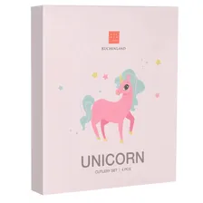 Столовые приборы, детские, 1 перс, 4 пр, сталь, Мятно-розовые единороги, Unicorn